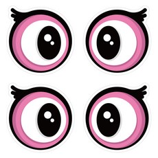 Mungkiwoldeu 保持安全距離反光貼紙 小型 大眼睛 005, 2套, 混合顏色