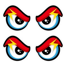 Mungkiwoldeu 高亮度維持安全車距反光貼紙 小型 前方注視鷹眼 02, 2套, 混合顏色