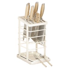 Redielo 不鏽鋼瀝水刀架, 白色, 1個