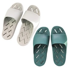 NUBAS 防滑排水廁所陽台浴室拖鞋 兩件組, 淺灰色+森林綠, 1個