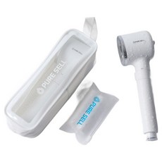 PureCell 旅行用濾芯蓮蓬頭+沉澱濾芯 2入+專用收納包組, 白色, 1組