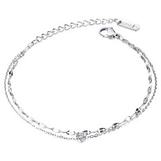 비아워게스트 큐빅 포인트 레이어드 스틸 발찌