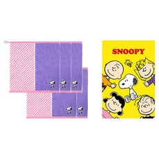 송월타월 스누피 스플릿 36 핸드타올 5p + 스누피케이스 세트, 분홍, 1세트