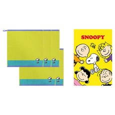 Songwol 松月 Snoopy史努比彩色36擦手巾5入 + Snoopy史努比收納盒組, 1套, 黃色