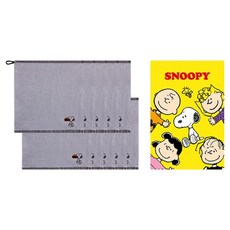 송월타월 스누피 블럭 블랙 34 핸드타올 10p + 스누피케이스 세트, 보라, 1세트