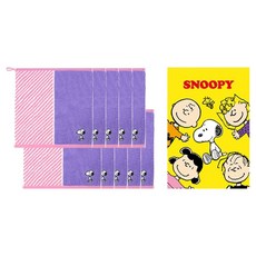 Songwol 松月 Snoopy Split 36 手巾 10入 + Snoopy收納盒組合, 1套, 粉紅色