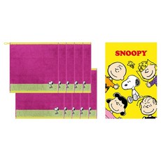 Songwol 松月 Snoopy史努比彩色36擦手巾10入 + Snoopy史努比收納盒組合, 1套, 粉紅色