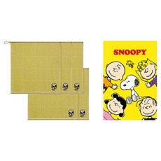 Songwol 松月 Snoopy 史努比大蝴蝶結36擦手巾5入 + Snoopy 史努比收納盒組, 1套, 黃色