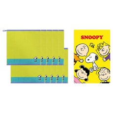 송월타월 스누피 컬러 36 핸드타올 10p + 스누피케이스 세트, 노랑, 1세트