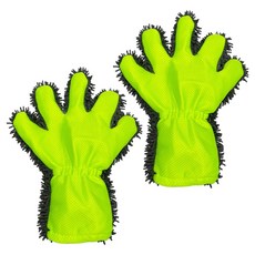 이지워시 빅핸드 셔닐 워시 글러브, 그린 + 그레이, 2개