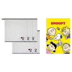 Songwol 松月 Snoopy 積木黑色 34 擦手巾 5入 + Snoopy收納盒組, 1套, 象牙白