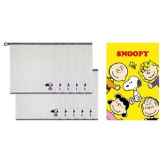 송월타월 스누피 블럭 블랙 34 핸드타올 10p + 스누피케이스 세트, 아이보리, 1세트