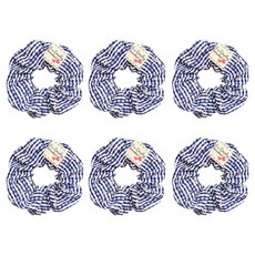 PDS패션 리플 원단 청량한 여름 헤어슈슈 곱창끈 6p