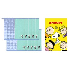 Songwol 松月 Snoopy Split 36 手巾 10入 + Snoopy收納盒組合, 1套, 天空藍