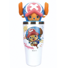 ONE PIECE 海賊王 喬巴造型不鏽鋼保溫杯 大容量 真空保溫保冷 可愛卡通人物設計, 白色, 950ml, 1個