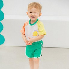 삠뽀요 아동용 통기성 쥬니배색 상하복 세트 NLECE14