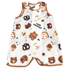 愛北鼻 兒童款 背心式法蘭絨防踢被 無痕, 100碼(身高90~100cm), 咖點心小熊