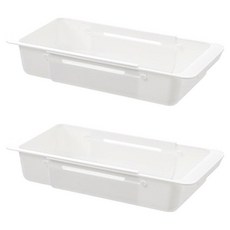 空間活用抽屜整理 2層長度可調式收納盒, 白色, 2個