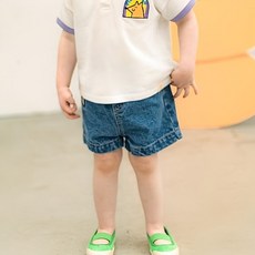 삠뽀요 아동용 통기성 썸머 숏 데님팬츠 NLECB51