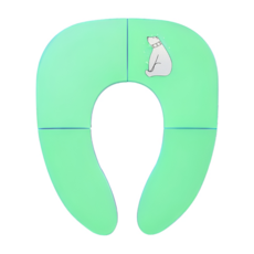 兒童摺疊馬桶坐墊 附防夾套, 便攜式 綠色, 34.4x29cm