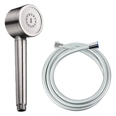 Ultra三段式高壓不鏽鋼蓮蓬頭+防水垢PVC淋浴軟管2m組, 1組, 銀色(軟管)+隨機出貨(蓮蓬頭/軟管連接部分)