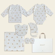 BABY&I 新生兒用四季肚衣 + 連身衣 + 包巾 + 圍兜 + 帽子 + 手套 出生禮物套組 + 提袋