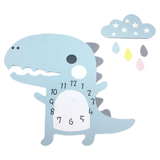 CARVEMAN 兒童卡通DIY掛鐘 恐龍藍 靜音 創意造型 兒童房裝飾
