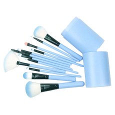 圓筒筆刷刷具12件組, 收納圓桶, 18x6.5cm, 湖藍色, 1組