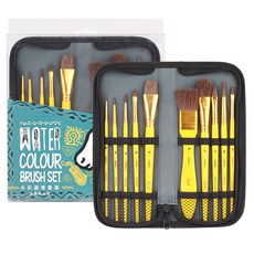 Maries 水彩壓克力畫筆10種 + 收納袋套組, 1套, 10種