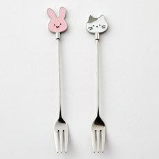 버터 샵 큐티뽀짝 티포크 밀크캣 + 스크래빗 세트, SILVER, 1세트