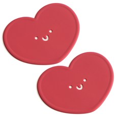 에이드엘 펀칭하트 실리콘 컵받침, 코랄레드, 2개