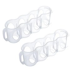 Geuraedada 家用露營用冰箱整理 4格罐裝瓶裝飲料架, 白色, 2個