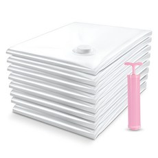 Royhome 高級透明衣物棉被真空壓縮袋 10入 + 專用幫浦組合, 1套