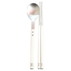 BOGEN 韓國製造方形索倫餐具韓式湯匙筷子 1人組, 白色, 1套, 湯匙 + 筷子