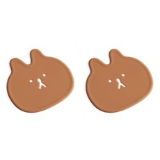에이드엘 펀칭래빗 실리콘 컵받침, 카라멜, 2개