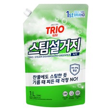 트리오 스팀설거지 주방세제 녹차향, 1L, 1개