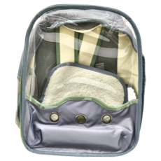 Phoenix 菲尼斯 寵物半透明蛋殼雙肩包, 45x35x28cm, 皮革+PVC+網布材質, 建議9公斤內寵物使用, 1個, 綠色