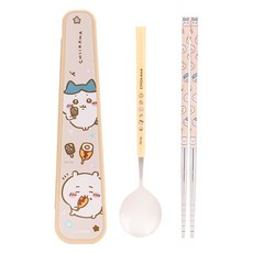 LiLFANT 兒童用吉伊卡哇Octa輕量纖薄不鏽鋼湯匙筷子+收納盒組, 1套, 湯匙 + 筷子 + 收納盒, 混合顏色