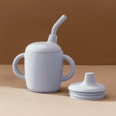 브릭오 유아동 플래티넘 실리콘 컵 160ml + 스파우트컵 + 빨대컵 + 빨대 세트, 라이트퍼플, 1세트