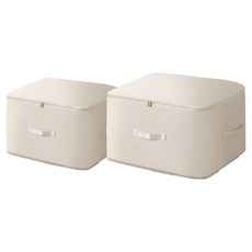 Sallimieum 大容量節省空間衣物棉被壓縮袋 奶油色 2件組, 1套