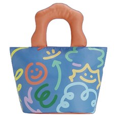 므뮤 霓虹野餐便當保溫保冷袋, 塗鴉藍色, 1個