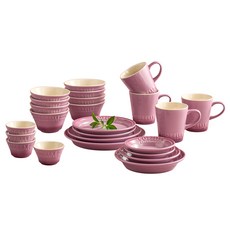 CORELLE COORDINATES Breezestone 餐具組 24p, 1套, 飯碗 4p + 湯碗 4p + 醬料碟 4p + 小菜盤 小型 2p + 小菜盤 中型 + 小菜盤 大型 + 盤子 小型 2p + 盤子 中型 + 盤子 大型 + 馬克杯 4p, 紫色