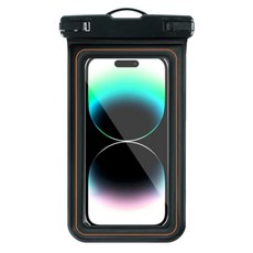 zeroskin 手機頸掛繩 戲水漂浮防水袋, 1個, 黑色 + 橘色