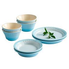 CORELLE COORDINATES Breeze Stone 餐具組 8p, 1套, 藍色, 飯碗 2p + 湯碗 2p + 中型小菜碟 2p + 盤子 2p