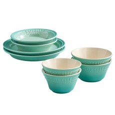 CORELLE COORDINATES Breezestone 餐具組 8p, 1套, 綠色, 飯碗 2p + 湯碗 2p + 中型小菜盤 2p + 盤子 2p