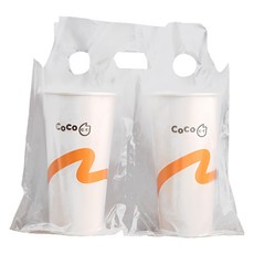 Somday 咖啡塑膠提袋 2杯 透明 500ml, 20個, 1入