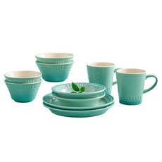 CORELLE COORDINATES Breeze Stone 餐具組 10p, 1套, 飯碗 2p + 湯碗 2p + 小菜碟 2p + 盤子 2p + 馬克杯 2p, 綠色