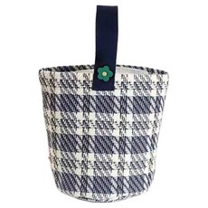 Meumyu 簡約花朵便當袋, 海軍藍格紋, 1個