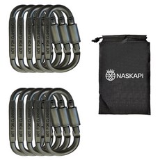 NASKAPI 鋁製登山扣, 深灰色, 10個