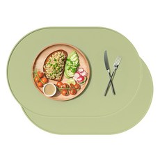 Tiotteu 雲朵矽膠餐墊, 39 x 26.5 cm, 抹茶綠, 2個